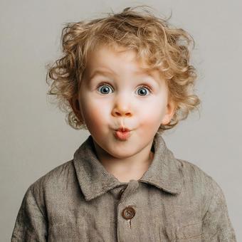 目を大きく見開いた子供 目を大きく見開いた子供の写真