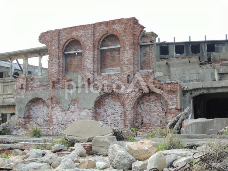 軍艦島　イメージ　(Hashima/Nagasaki) 軍艦島,廃墟,瓦礫の写真素材