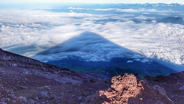 影富士 影富士 山,登山,富士山の写真素材