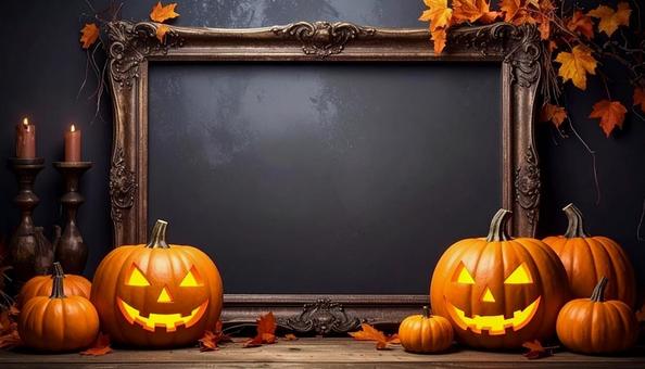 ハロウィンカボチャの飾りフレーム ハロウィンカボチャの飾りフレームの写真