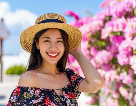 ブーゲンビリア・麦わら帽子の彼女 ブーゲンビリア・麦わら帽子の彼女の写真