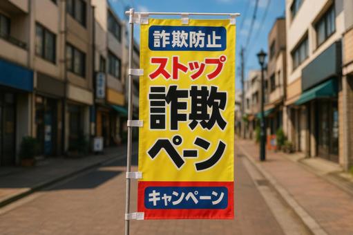 詐欺防止キャンペーン旗 詐欺防止キャンペーン旗の写真