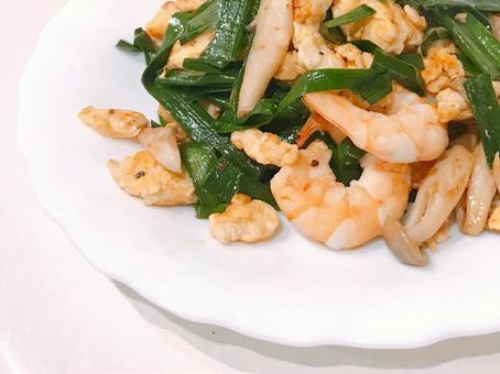 海鮮ニラ玉 海鮮ニラ玉,夕食,素材の写真素材