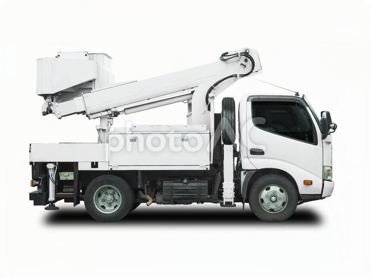 高所作業車　白 高所作業車,白,ブームの写真素材