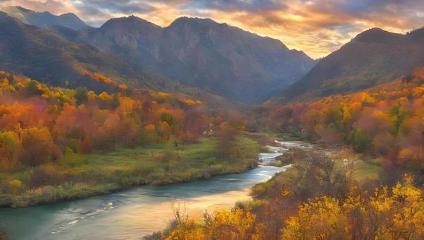 beautiful autumn sunrise, JPG beautiful autumn sunrise, autumn, chuan, nostalgic, JPG