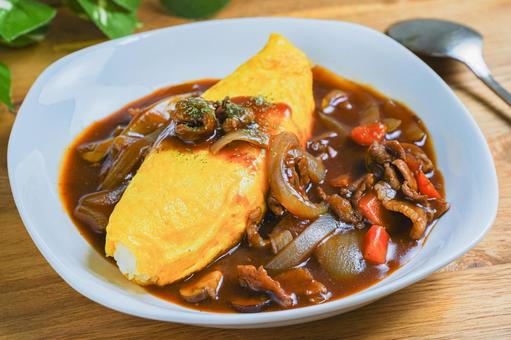 オムハヤシ オムハヤシ,ハヤシライス,オムライスの写真素材