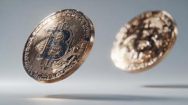 仮想通貨の未来を象徴する、金銀のコイン 仮想通貨の未来を象徴する、金銀のコインの写真