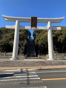 鳥居 大洗磯前神社,鳥居,大洗の写真素材