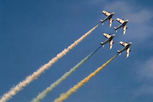F-86Fのダイヤモンド編隊 ブルーインパルス,blueimpulse,航空自衛隊の写真素材