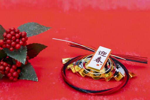 南天の実と水引飾り 南天,水引,飾りの写真素材