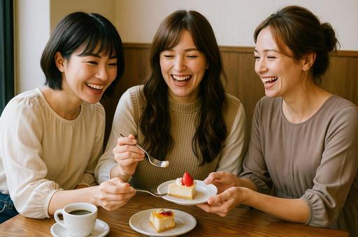 カフェでの楽しいデザートタイムの写真