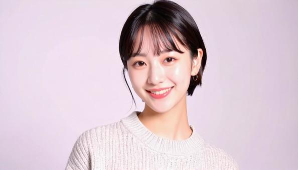 カットモデル笑顔の女性 カットモデル笑顔の女性の写真