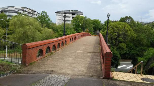 レンガ風のレトロな橋 レンガ,橋,蓬橋の写真素材