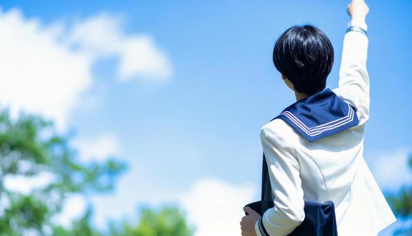 希望を抱く学生後ろ姿 希望を抱く学生後ろ姿の写真