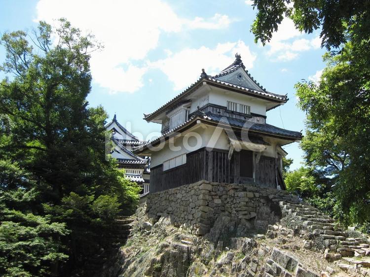 備中松山城　二重櫓と天守閣 備中松山城,高梁城,山城の写真素材
