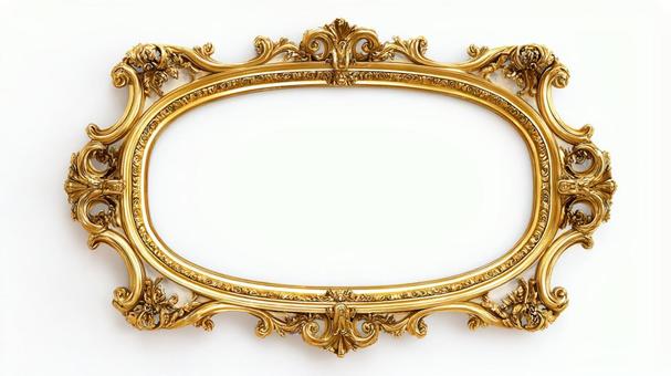 楕円形の金色額縁の写真