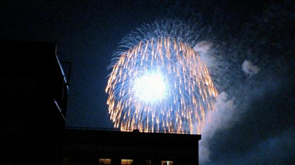 夏の夜空の花火の写真