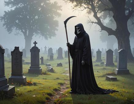 墓場の中の死神　ハロウィンの写真