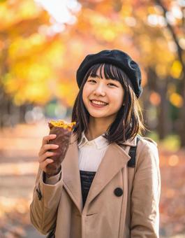 秋の彼女・焼き芋美味しいね! 秋の彼女・焼き芋美味しいね!の写真