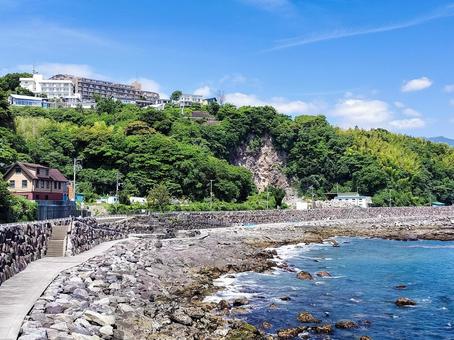神奈川県足柄下郡真鶴町の琴ヶ浜からの眺望 神奈川県足柄下郡真鶴町の琴ヶ浜からの眺望 琴ヶ浜,真鶴半島,真鶴町の写真素材