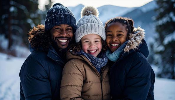 冬の家族旅行の写真