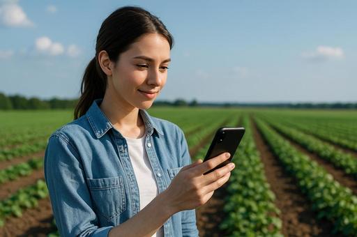 スマートフォンで農場モニタリング スマートフォンで農場モニタリングの写真