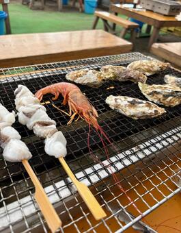 海鮮BBQ三種炭火焼き 海鮮,bbq,バーベキューの写真素材