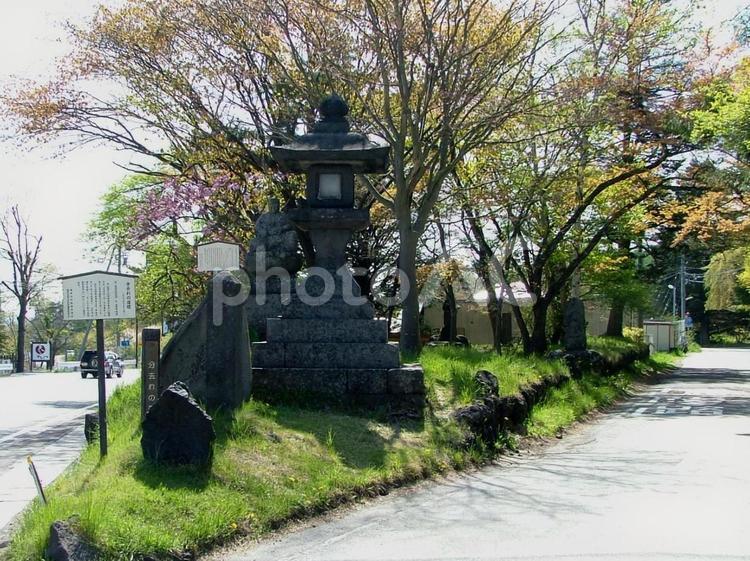 軽井沢町追分宿分去れの碑 長野県,軽井沢,追分の写真素材