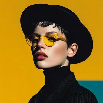 鮮やかな色彩のスタジオポートレート 鮮やかな色彩のスタジオポートレートの写真