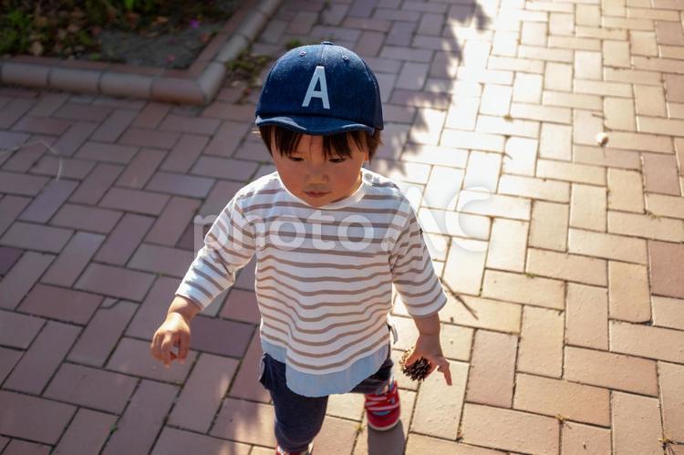 散歩中の男の子 子育て,育児,子どもの写真素材