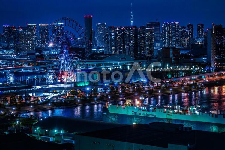 東京・お台場から見える東京の夜景 夜景,東京,テレコムセンターの写真素材