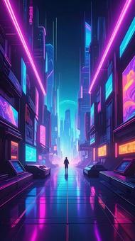 サイバーパンクでサイケデリックな背景の写真