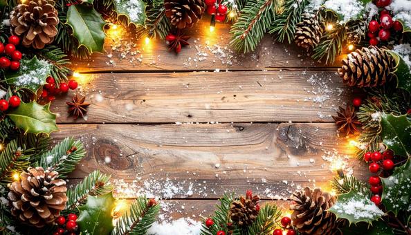 温かい光が灯る素朴なクリスマスフレーム 温かい光が灯る素朴なクリスマスフレームの写真