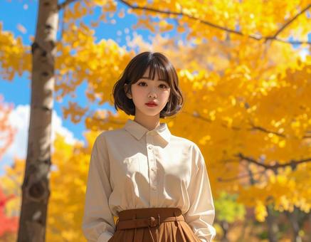 銀杏並木を散歩 銀杏並木を散歩の写真