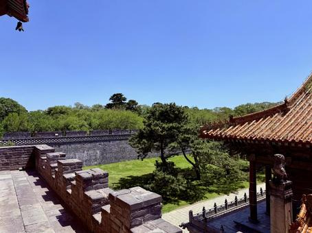 城楼からの眺め 城楼からの眺め 北陵公園,中国,海外の写真素材
