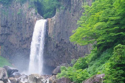 新緑の苗名滝 新緑の苗名滝 新潟,妙高,苗名の写真素材