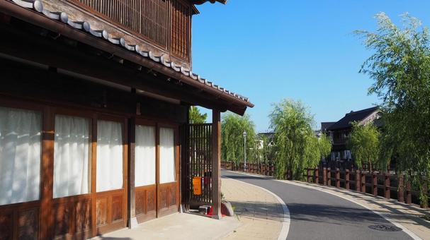 小江戸佐原の街並み・河畔の柳並木・香取市 小江戸佐原の街並み・河畔の柳並木・香取市 佐原,小江戸,レトロの写真素材