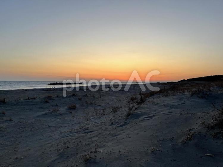 海辺の夕日 夕日,空,海の写真素材