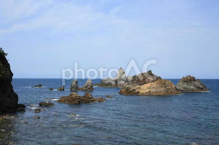 兵庫県新温泉町　穴見海岸展望台からの風景 穴見海岸,穴見海岸展望台,展望台の写真素材