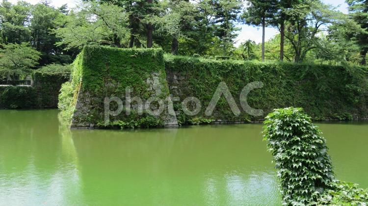 鶴ヶ城　石垣と水堀 鶴ヶ城,若松城,会津若松城の写真素材