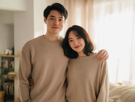 柔らかな光に包まれた二人の写真