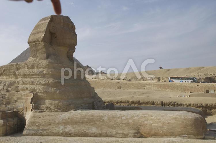 エジプトのスフィンクス手 エジプト,世界遺産,砂漠の写真素材