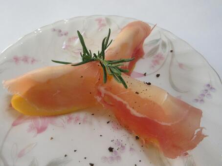 柿の生ハム巻き  ０２ 柿の生ハム巻き,柿,生ハムの写真素材