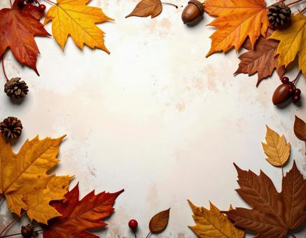 紅葉と木の実が映える余白付き背景素材 紅葉と木の実が映える余白付き背景素材の写真