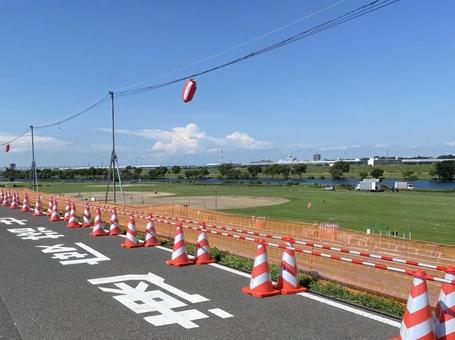 花火大会準備 花火大会準備 江戸川,花火大会,祭りの写真素材