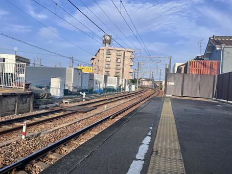 Photo, evening, setting sun, station, 