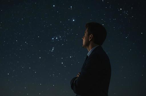 星空を見上げる人物 星空を見上げる人物の写真