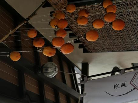 干し柿 軒下,干し柿,有馬の写真素材