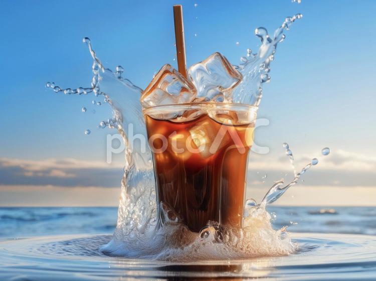 夏のアイスコーヒー_AS000010 コーヒー,アイスコーヒー,ブラックコーヒーの写真素材