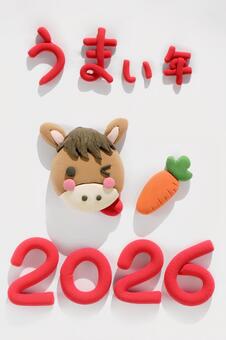 年賀状　馬　縦 年賀状,馬,午年の写真素材